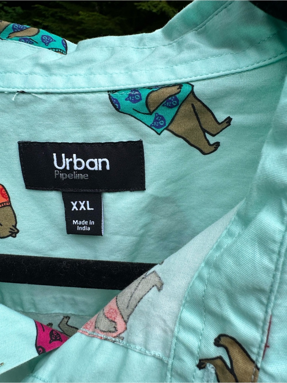 urban pipeline Mint Short-Sleeve Button-Down Shirt with Multicolor Dog Print - Picture 3 of 6